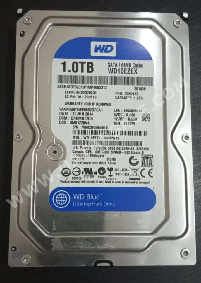 Storage Drives Western Digital  Internal  SATA  10000 RPM  2014  WD10EZEX /  HDD /  1 TB