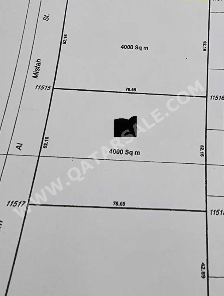 اراضي للبيع في الوكرة  - الوكير  -المساحة 4,000 متر مربع