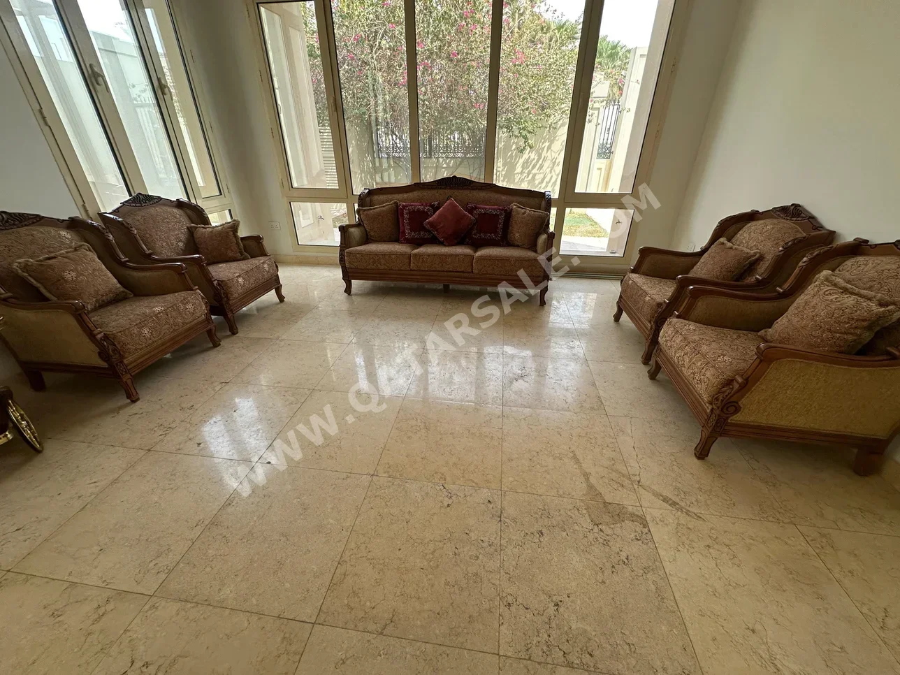 Sofas, Couches & Chairs 3-Seats sofa & 4 one armchairs  - Cotton / Cotton Blend  - Brown