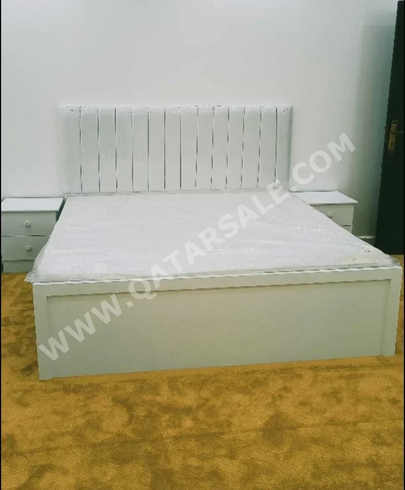 Beds - King  - White  - Mattress Included  - With Bedside Table