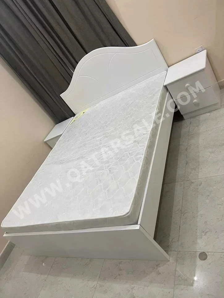 Beds - King  - White  - Mattress Included  - With Bedside Table