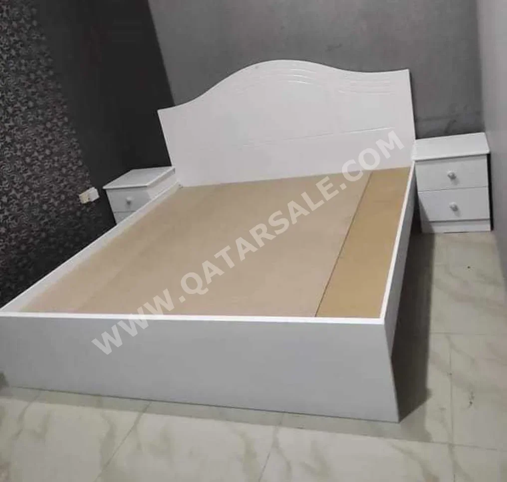 Beds - King  - White  - Mattress Included  - With Bedside Table