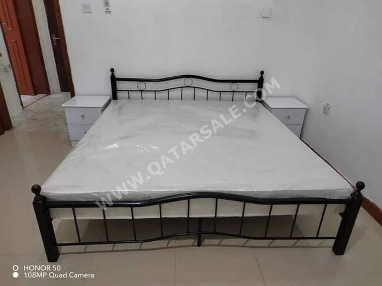 Beds - King  - Brown  - Mattress Included  - With Bedside Table