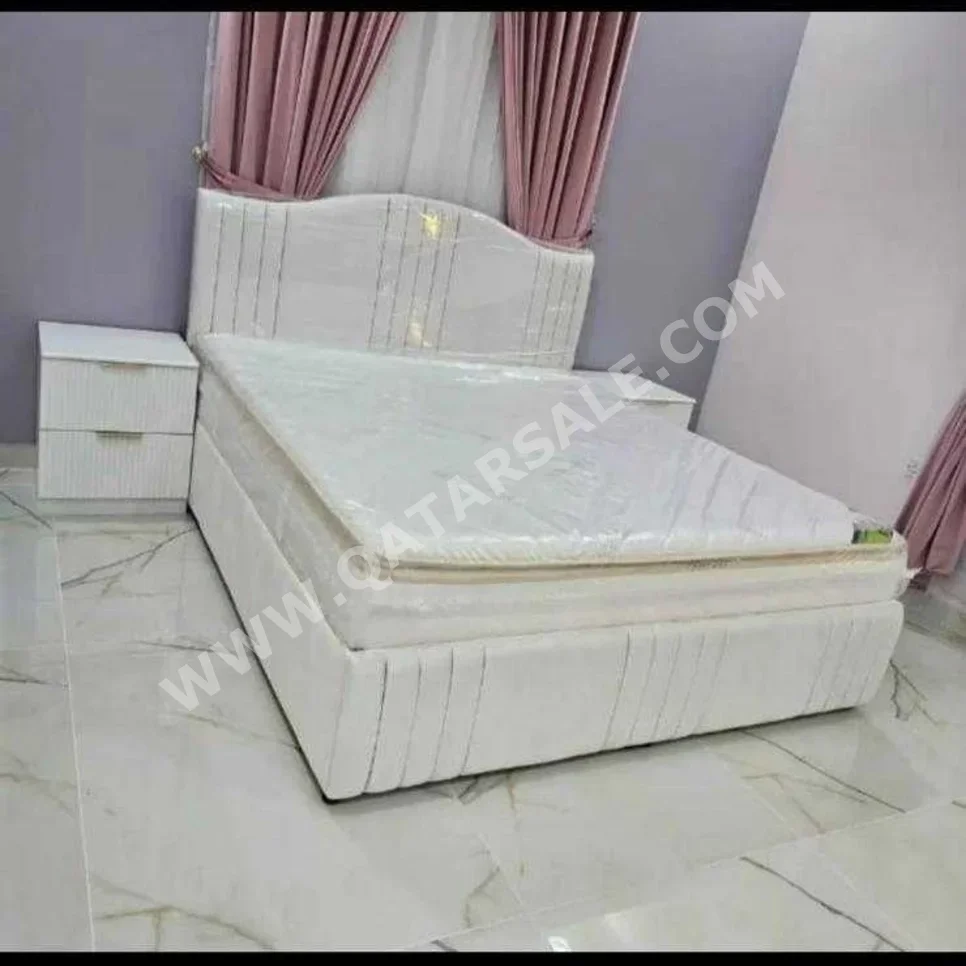 Beds - King  - White  - Mattress Included  - With Bedside Table