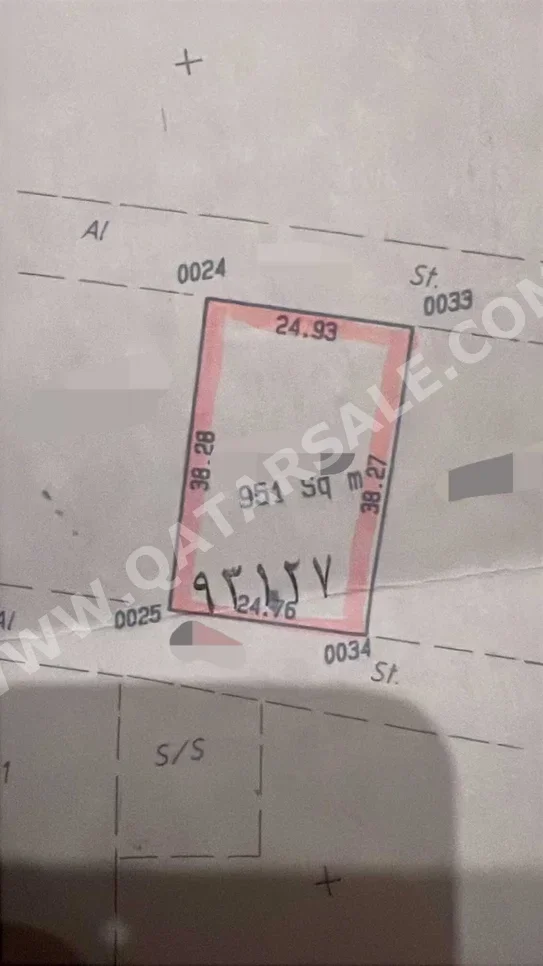 اراضي للبيع في الدوحة  - فريج بن عمران  -المساحة 951 متر مربع