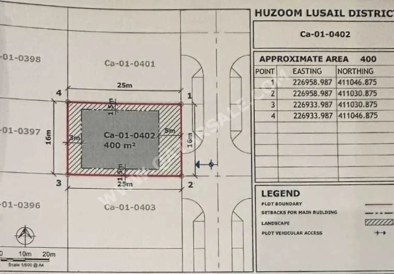 Lands For Sale in Lusail  - Waterfront Residential  -Area Size 400 Square Meter