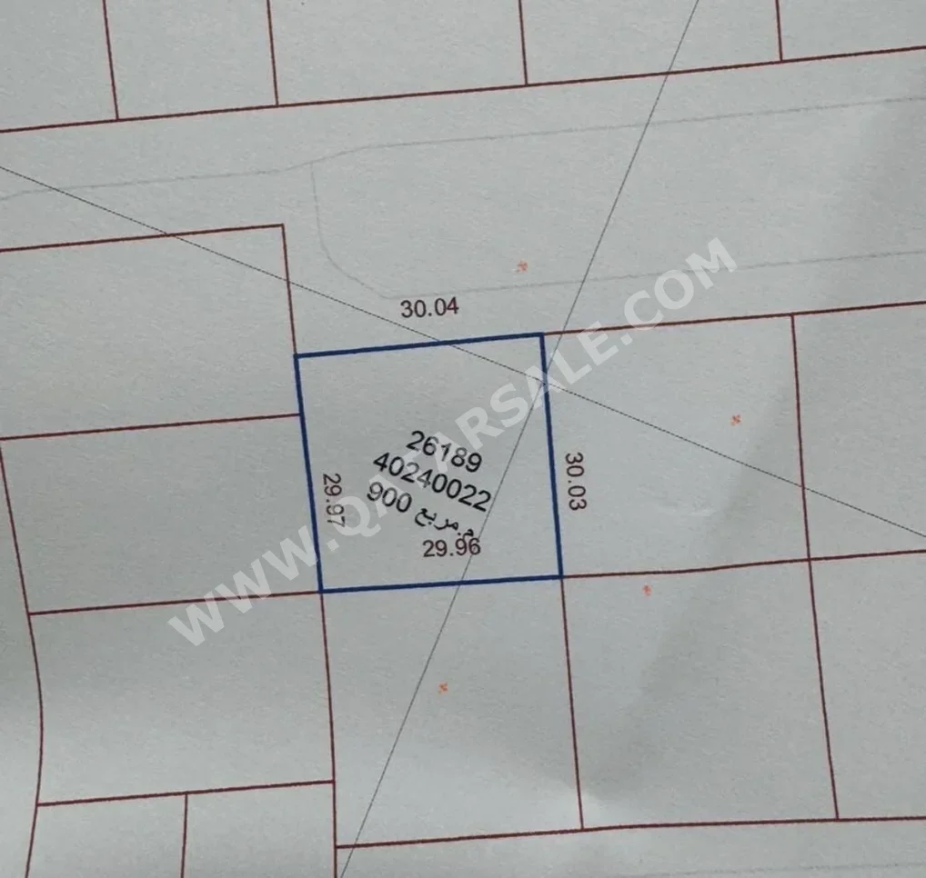 Lands For Sale in Doha  - New Sleta  -Area Size 900 Square Meter