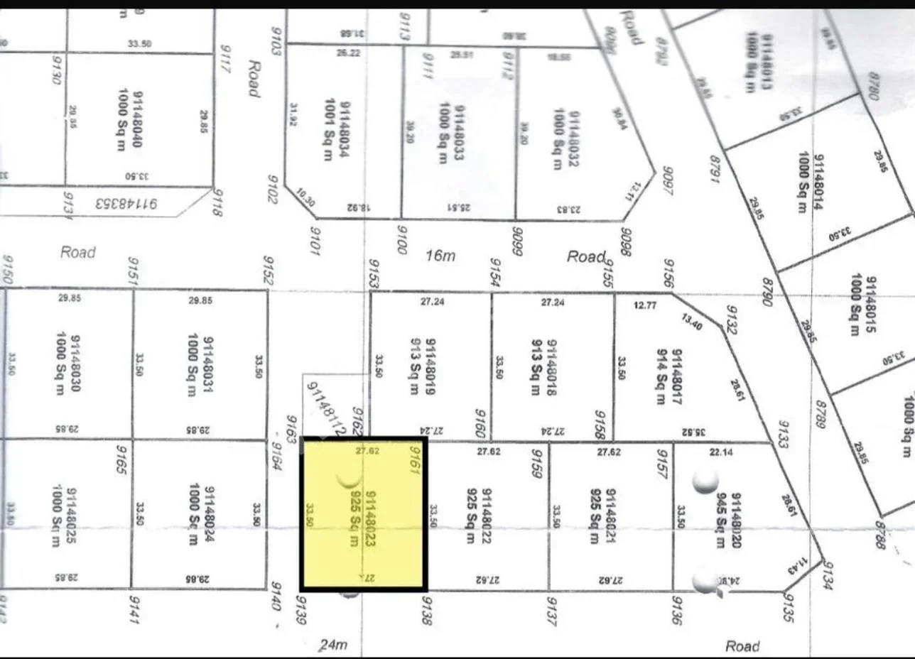 Lands For Sale in Al Wakrah  - Al Wukair  -Area Size 925 Square Meter
