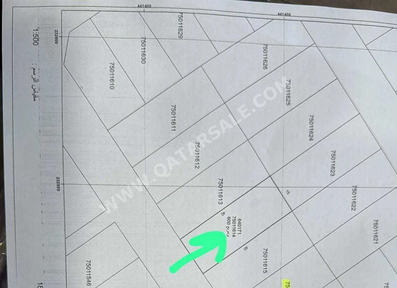 Lands For Sale in Al Khor  - Al Dhakira  -Area Size 600 Square Meter