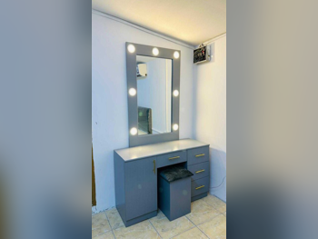 Wardrobes & Dressers - Doha Furniture  - Dressing Table, Mirror, Chair & 2 Shelving Units  - Gray