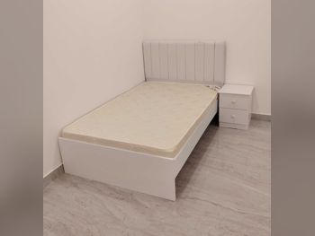 Beds - Single  - White  - Mattress Included  - With Bedside Table