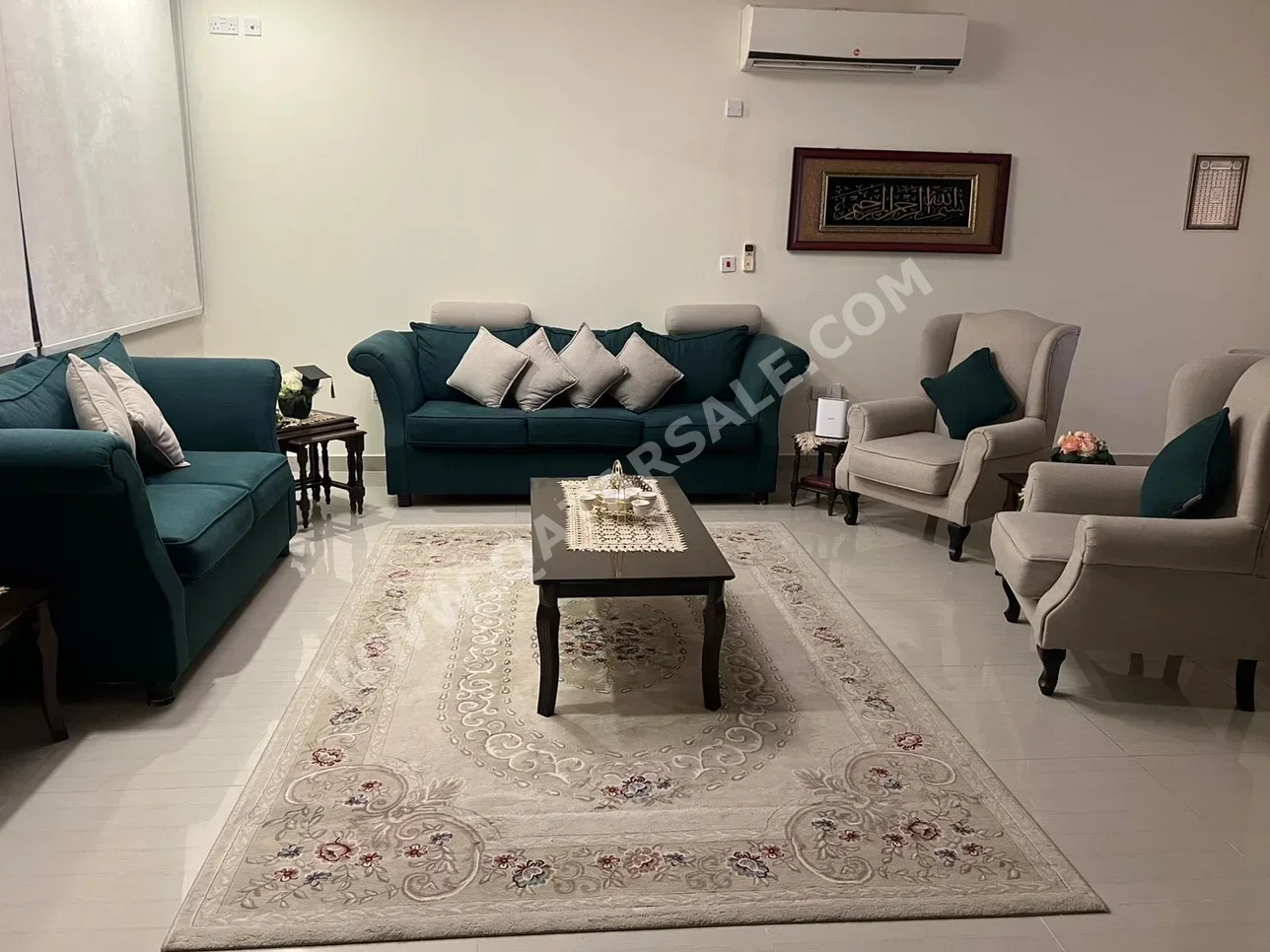 Sofas, Couches & Chairs Sofa Set  - Green & Beige  - With Table