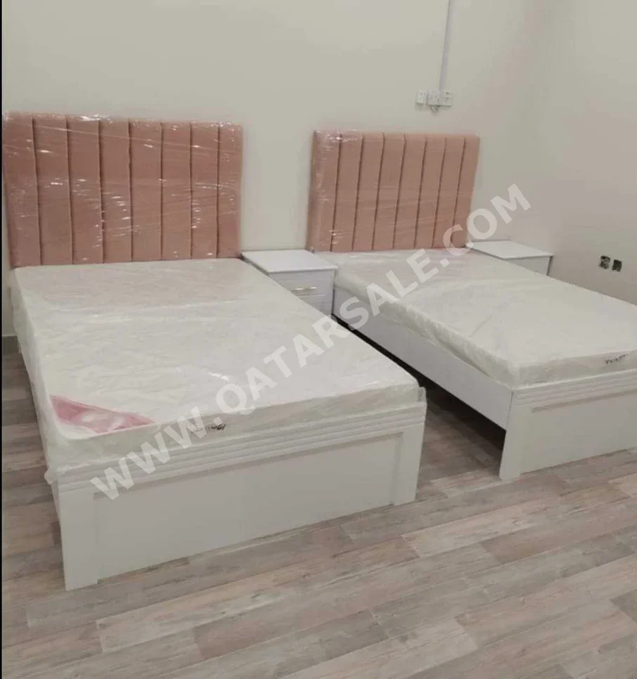 Beds - Single  - Pink  - Mattress Included  - With Bedside Table