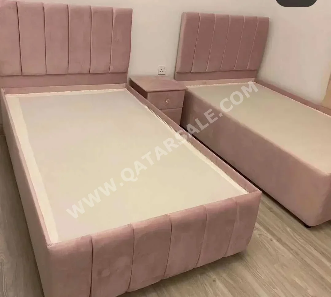 Beds - Single  - Pink  - Mattress Included  - With Bedside Table