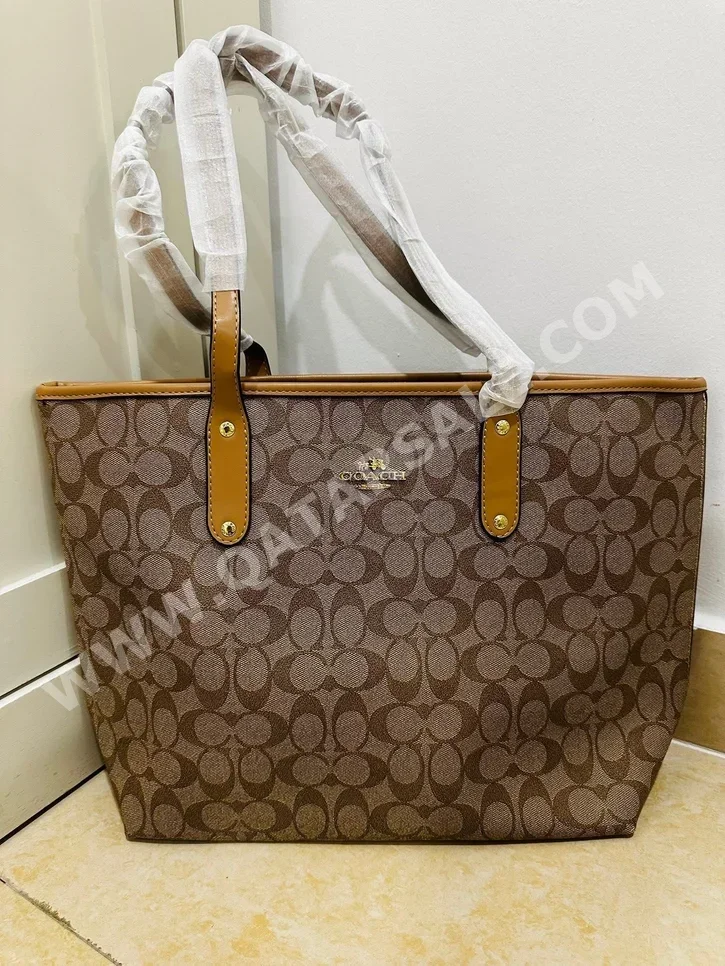 Tote Bag  - Brown  - Faux Leather  - For Women