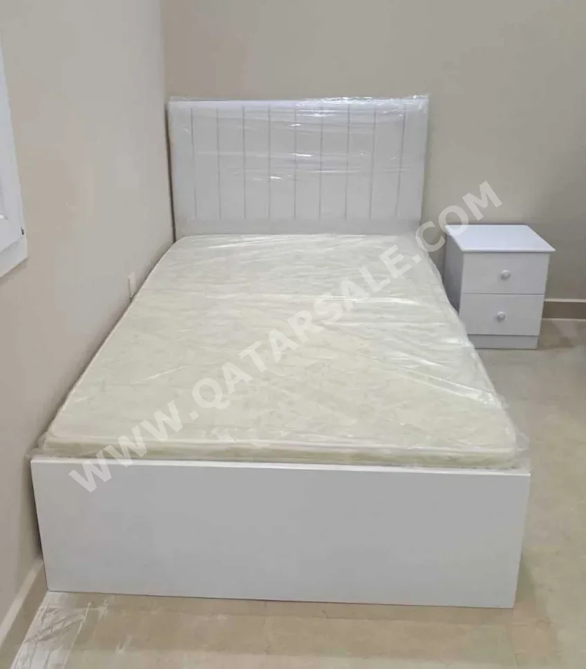 Beds - Single  - White  - Mattress Included  - With Bedside Table