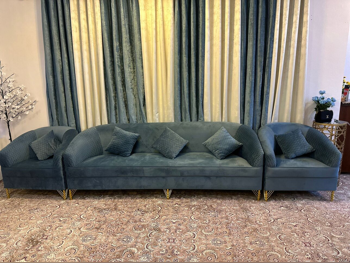 الأرائك والكنب والكراسي طقم كنب - مخمل - أزرق