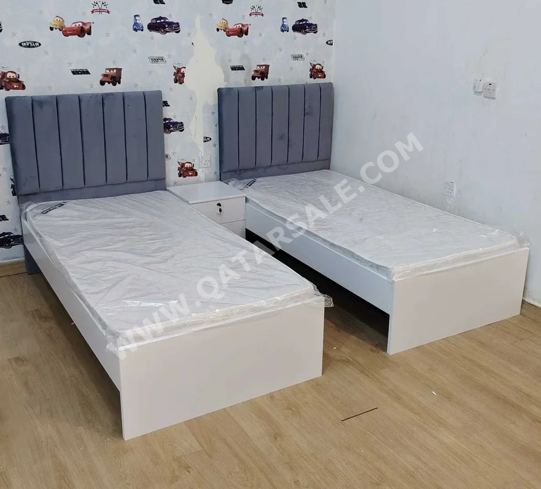 Beds - Single  - Gray  - Mattress Included  - With Bedside Table