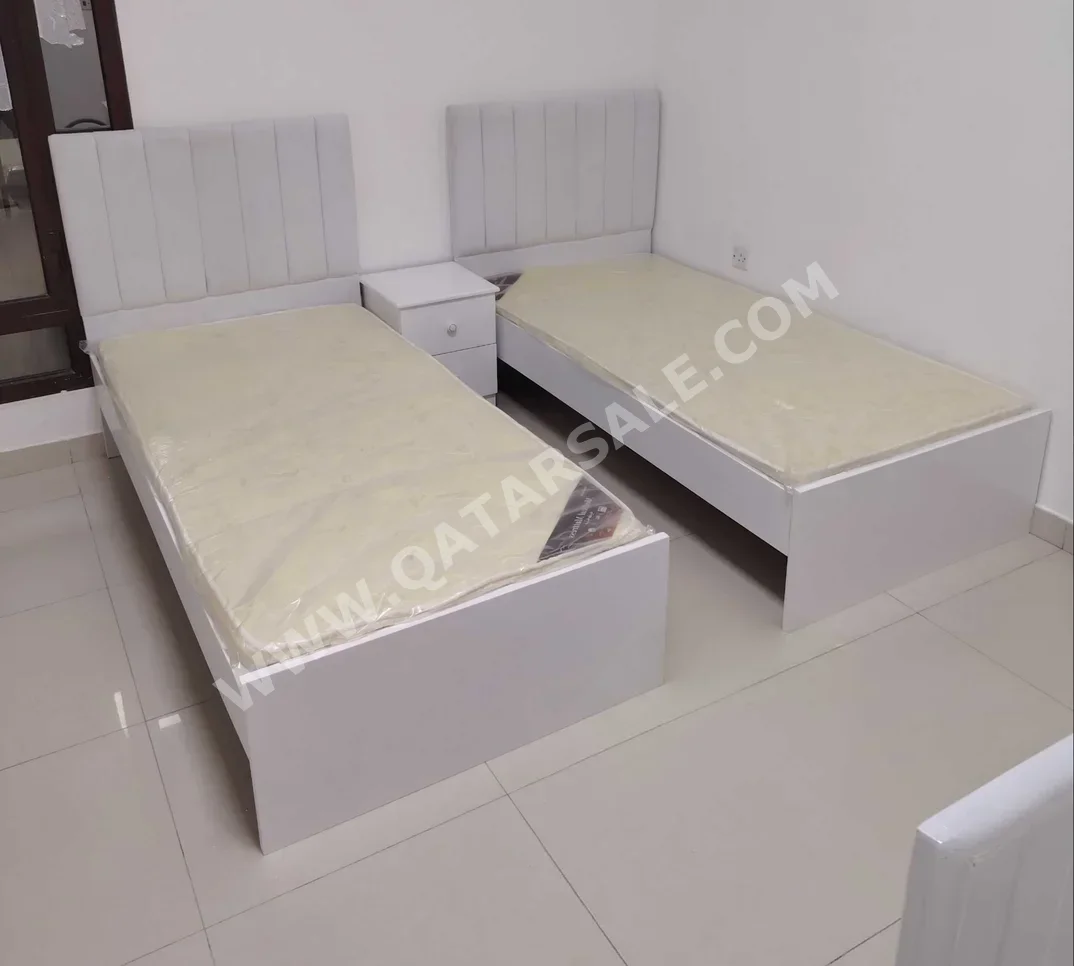 Beds - Single  - White  - Mattress Included  - With Bedside Table