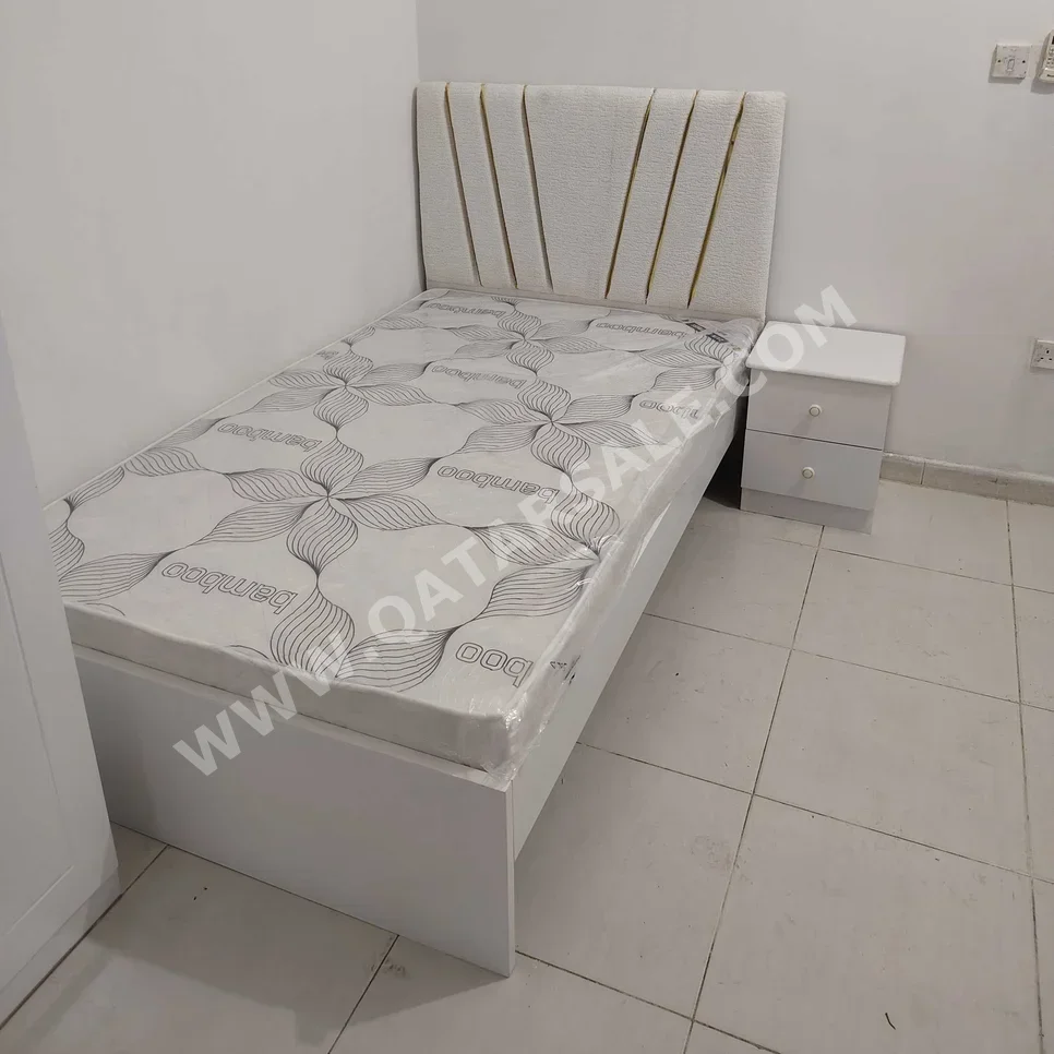 Beds - Single  - White  - Mattress Included  - With Bedside Table