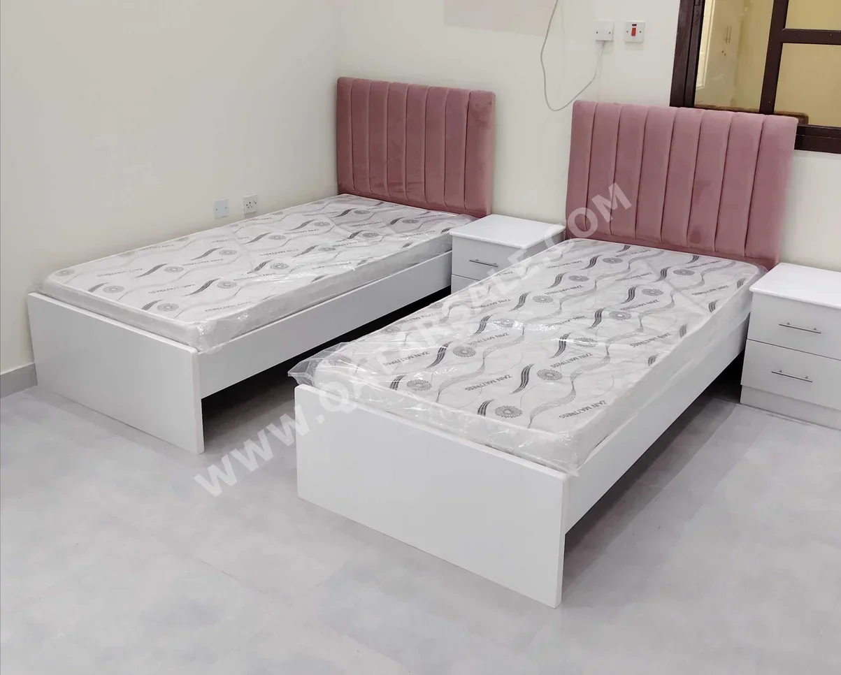 Beds - Single  - Pink  - Mattress Included  - With Bedside Table