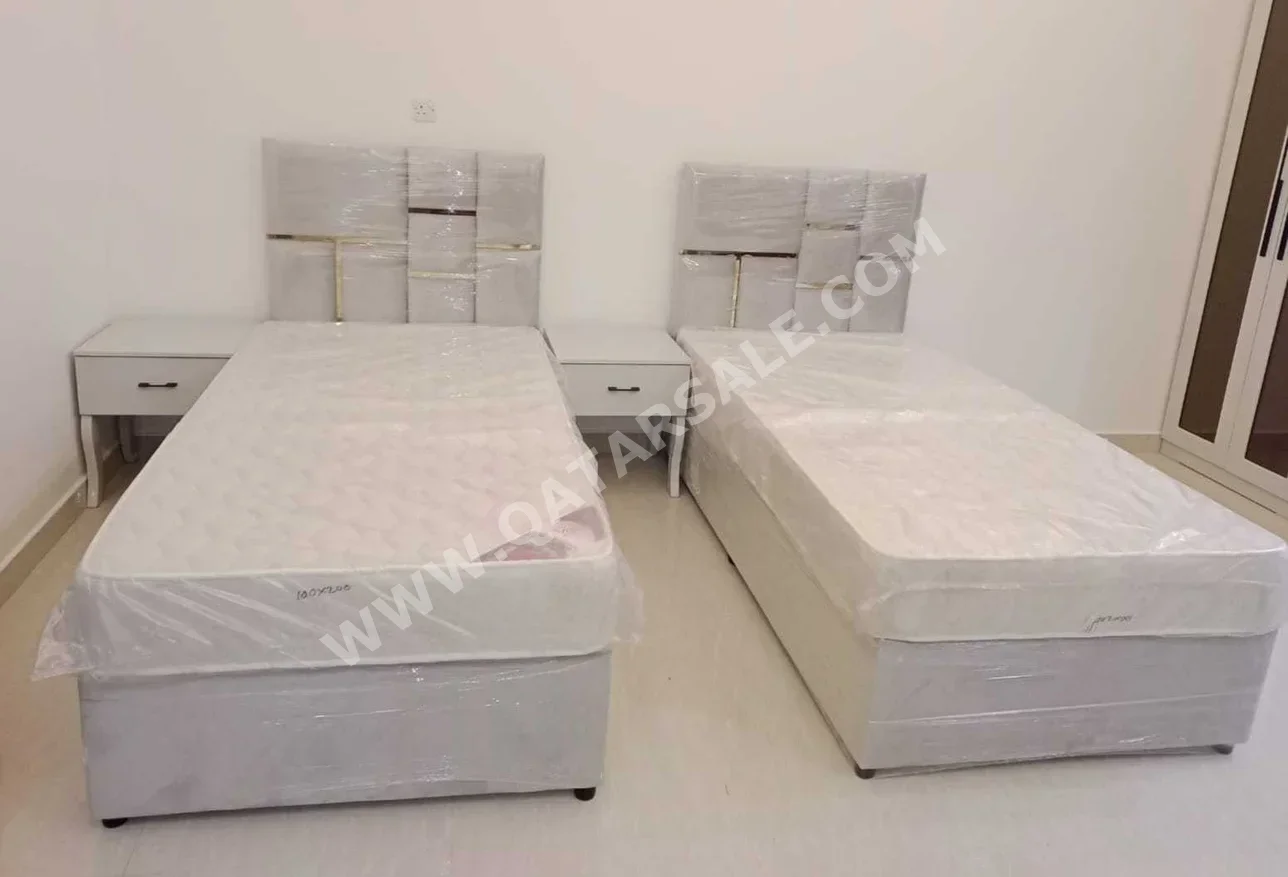 Beds - Single  - Gray  - Mattress Included  - With Bedside Table