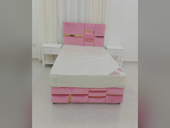 Beds - Single - Pink - Mattress Included - With Bedside Table