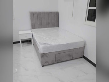 Beds - Single - Gray - Mattress Included - With Bedside Table