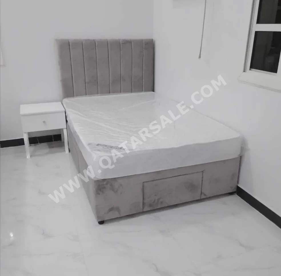 Beds - Single  - Gray  - Mattress Included  - With Bedside Table