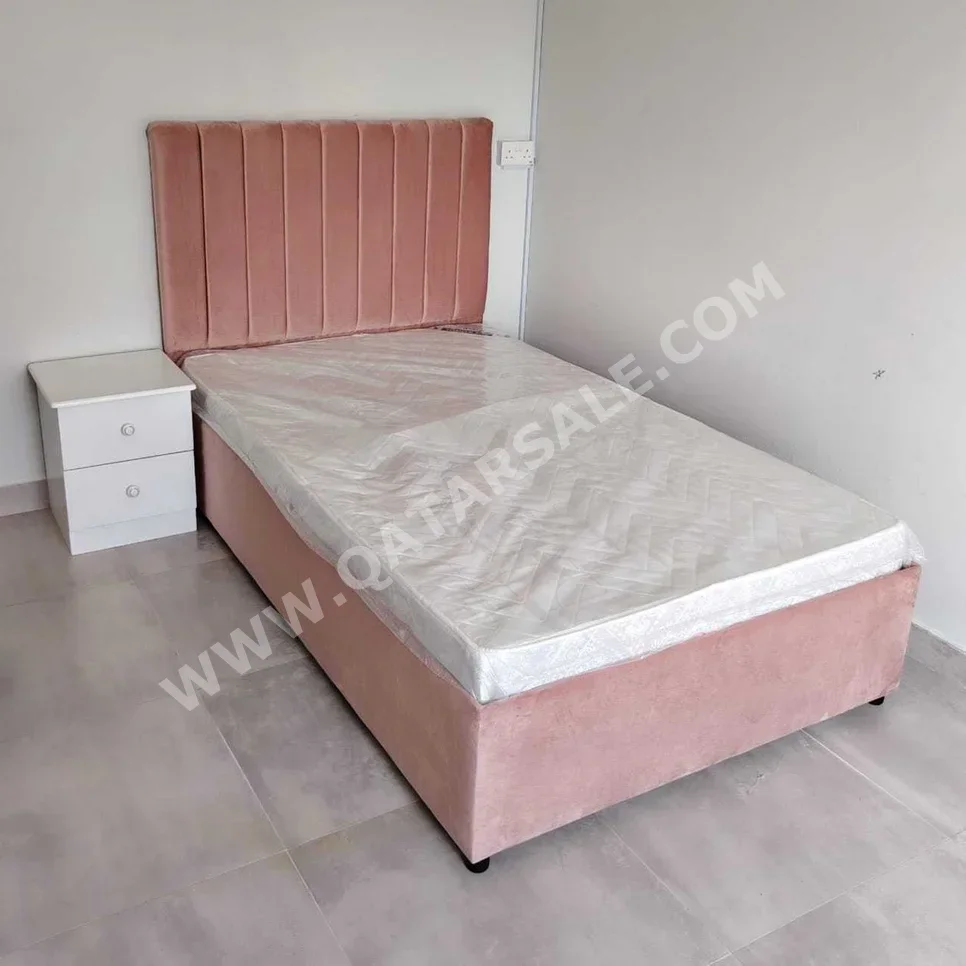 Beds - Single  - Pink  - Mattress Included  - With Bedside Table
