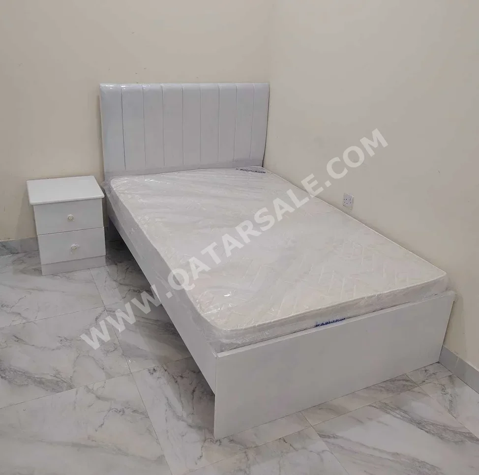 Beds - Single  - White  - Mattress Included  - With Bedside Table