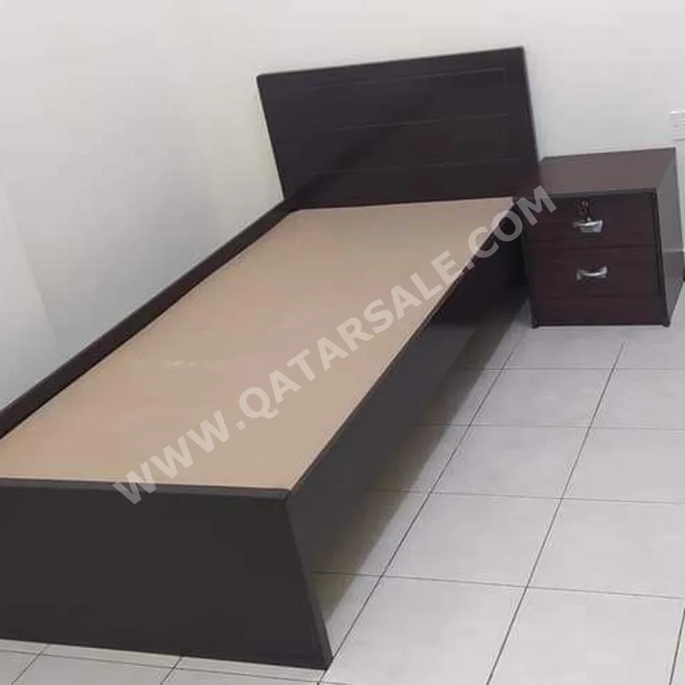 Beds - Single  - Brown  - Mattress Included  - With Bedside Table