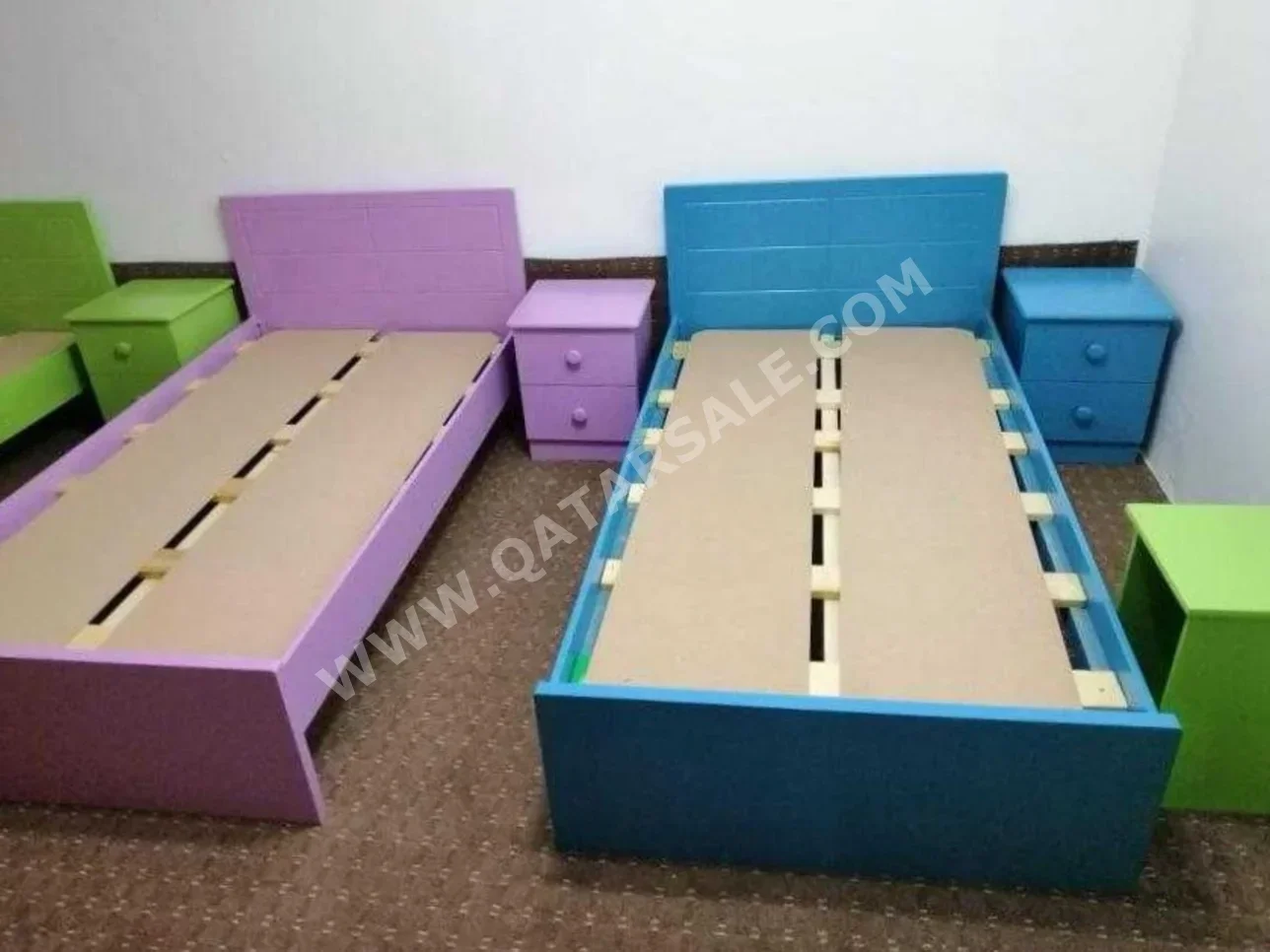 Beds - Single  - Multicolor  - Mattress Included  - With Bedside Table
