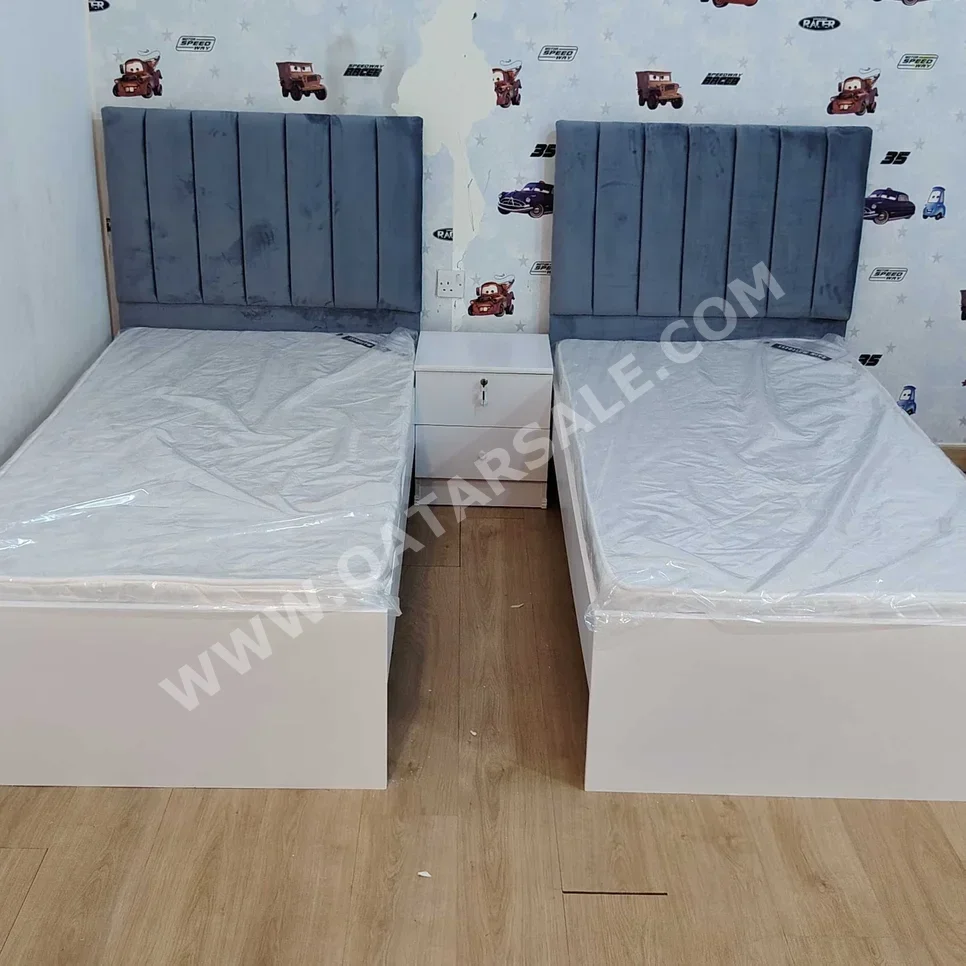 Beds - Single - Gray - Mattress Included - With Bedside Table