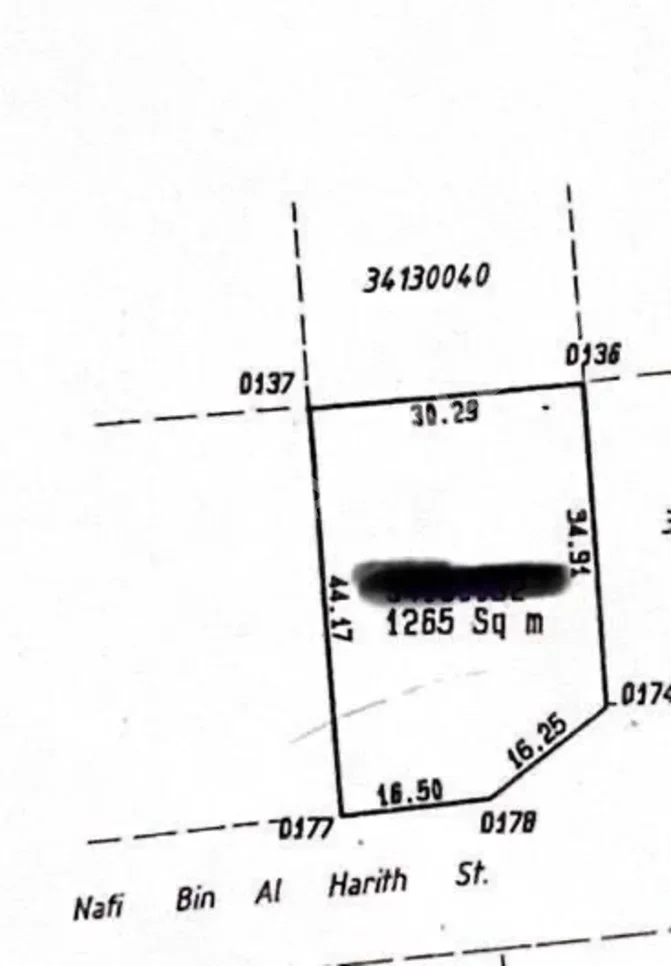 اراضي للبيع في الدوحة - مدينة خليفة الجنوبية -المساحة 1,265 متر مربع