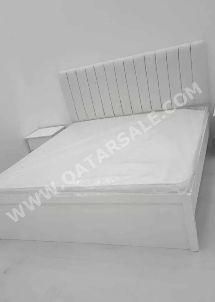 Beds - King - White - Mattress Included - With Bedside Table