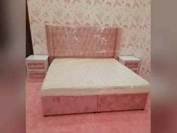 Beds - King  - Pink  - Mattress Included  - With Bedside Table