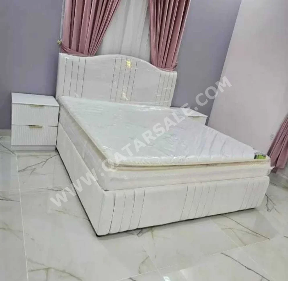 Beds - Single - White - Mattress Included - With Bedside Table