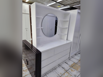 Wardrobes & Dressers - Doha Furniture  - Dressing Table, Mirror, Chair & 2 Shelving Units  - White