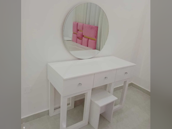 Wardrobes & Dressers - Doha Furniture  - Dressing Table, Mirror, Chair & 2 Shelving Units  - White