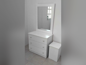 Wardrobes & Dressers - Doha Furniture  - Dressing Table, Mirror, Chair & 2 Shelving Units  - White