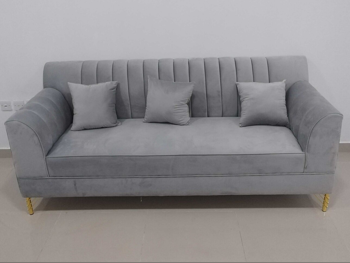 الأرائك والكنب والكراسي لايف ستايل  كنبة بثلاث مقاعد  - قماش  - اللون الرمادي