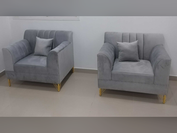 الأرائك والكنب والكراسي لايف ستايل  كنبة بمقعدين  - قماش  - اللون الرمادي