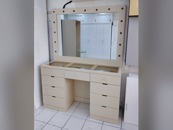 Wardrobes & Dressers - Doha Furniture - Dressing Table, Mirror, Chair & 2 Shelving Units - Beige