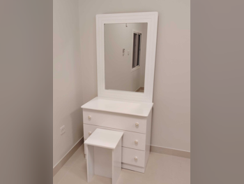 Wardrobes & Dressers - Doha Furniture - Dressing Table, Mirror, Chair & 2 Shelving Units - White