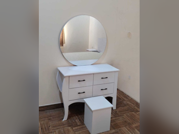 Wardrobes & Dressers - Doha Furniture - Dressing Table, Mirror, Chair & 2 Shelving Units - White