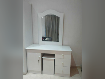 Wardrobes & Dressers - Doha Furniture - Dressing Table, Mirror, Chair & 2 Shelving Units - White