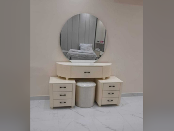 Wardrobes & Dressers - Doha Furniture - Dressing Table, Mirror, Chair & 2 Shelving Units - Beige