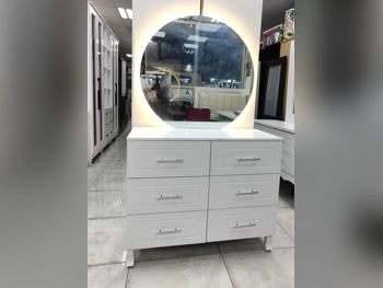 Wardrobes & Dressers - Doha Furniture  - Dressing Table, Mirror, Chair & 2 Shelving Units  - Beige