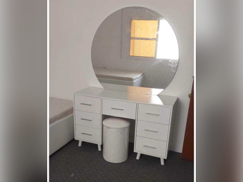 Wardrobes & Dressers - Doha Furniture  - Dressing Table, Mirror, Chair & 2 Shelving Units  - White
